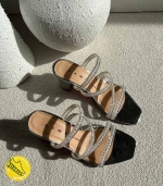 صندل پاشنه بلند زنانه رنگ نقره ای